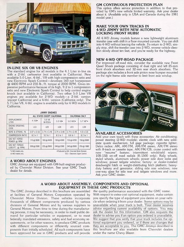1981 GMC Jimmy Brochure Page 1